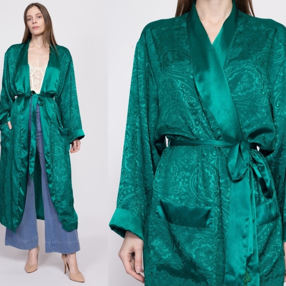 Vintage rare Victoria secret floral robe emerald green - Picture 2 of 9